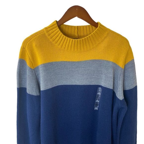 ANA Color Block Pullover Mock Neck Sweater Sz XL - Picture 2 of 10